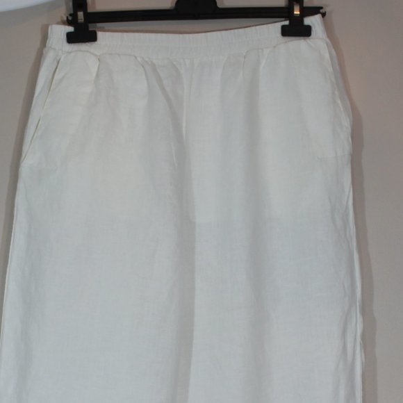 Grade&Gather 100%  Linen white woman straight leg pant 4 pockets  size Medium - Picture 4 of 9
